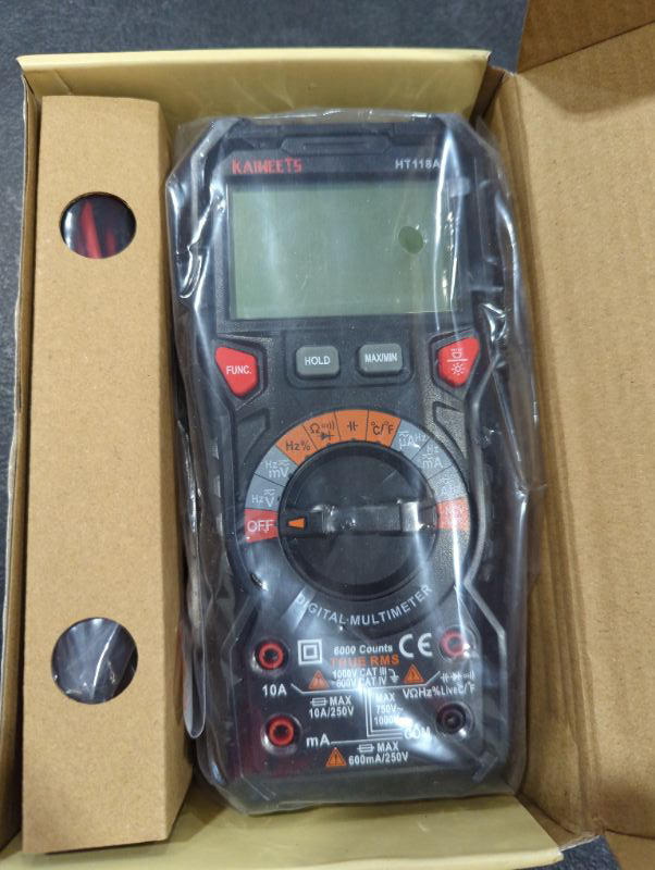 Photo 2 of KAIWEETS Digital Multimeter TRMS 6000 Counts Voltmeter Auto-Ranging Fast Accurately Measures Voltage Current Amp Resistance Diodes Continuity Duty-Cycle Capacitance Temperature for Automotive