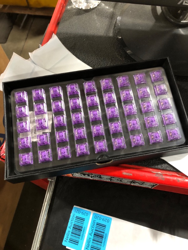 Photo 2 of Akko CS Lubed Keyboard Switches Plate Mounted Compatible for Mechanical Keyboard, 3 Pin 36gf Pre-lubed Lavender Purple Tactile Key Switches (45pcs)
