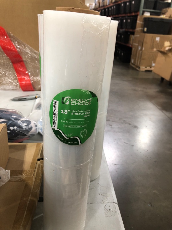 Photo 2 of Emily's Choice 18" 60 Gauge High Performance Stretch Film 1000ft 700% Stretch Wrap Industrial Shrink Wrap Fit for Moving