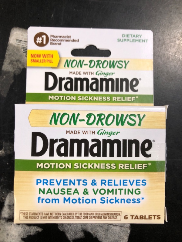 Photo 2 of 
Dramamine Non-Drowsy, Motion Sickness Relief, Made with Ginger, 6 Count, Pack of 24