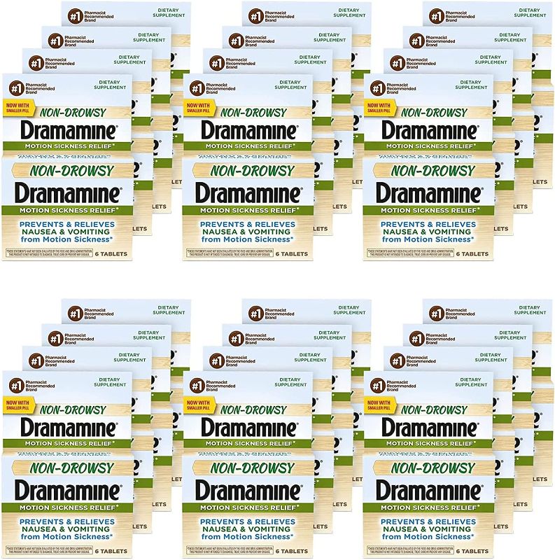 Photo 1 of 
Dramamine Non-Drowsy, Motion Sickness Relief, Made with Ginger, 6 Count, Pack of 24