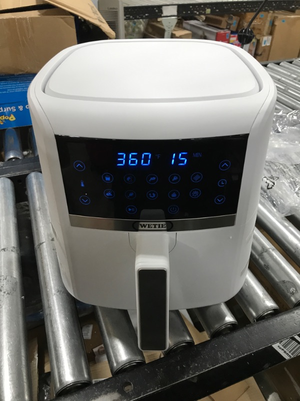 Photo 1 of Air Fryer White, WETIE 7.5 Quart Air Fryer Oven Oilless Cooker, 1700W Hot Air Fryers with Digital LED Touch Screen, 10 Preset Cookings, Non-stick Basket, Suitable for Large Families, Recipe Included, White 7.5QT
