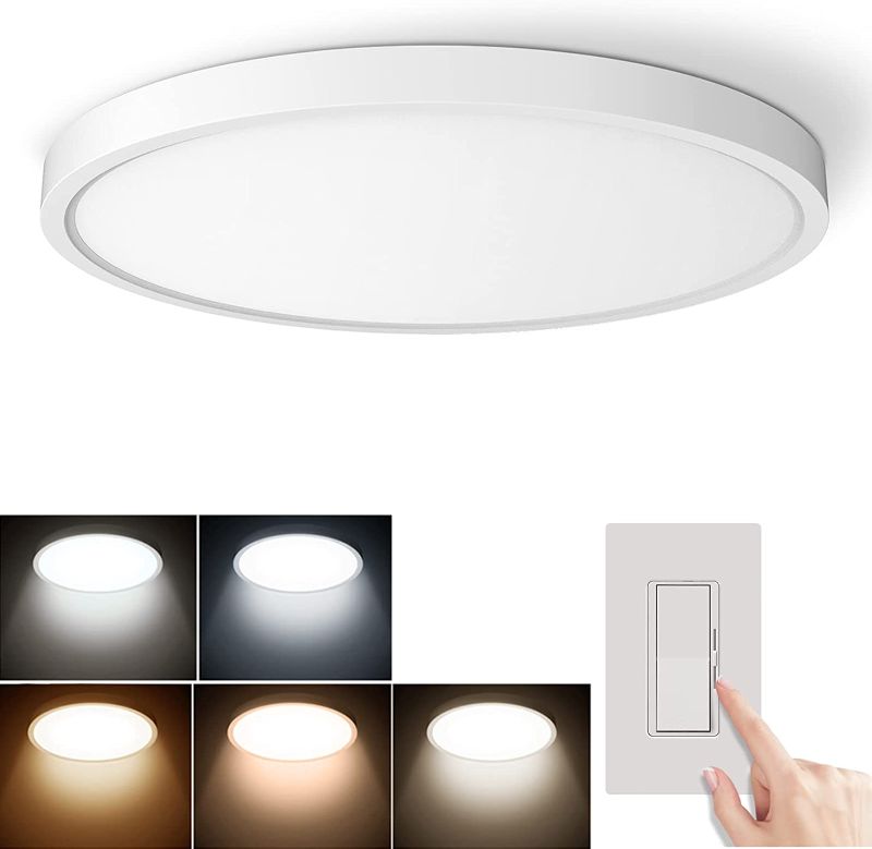 Photo 1 of TALOYA Dimmable Flush Mount LED Ceiling Light 15.8 Inch 24W,2400lm, Low Profile Flat Round Light,3000/3500/4000/5000/6500K 5 CCT Selectable, ETL Listed 