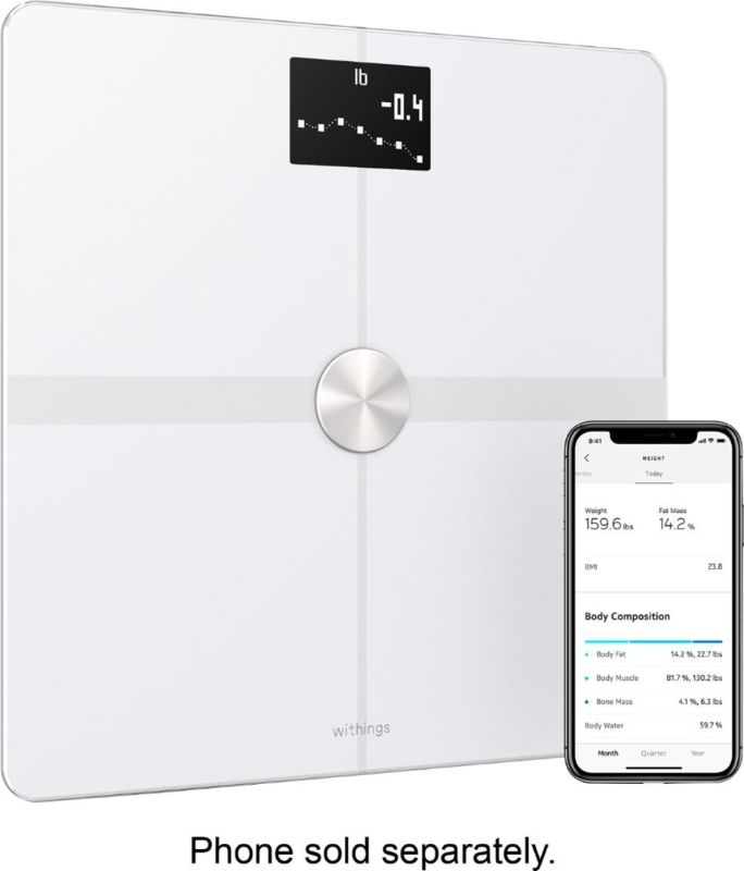 Photo 1 of Withings Body - Digital Wi-Fi Smart Scale with Automatic Smartphone App Sync, BMI, Multi-User Friendly, with Pregnancy Tracker & Baby Mode
