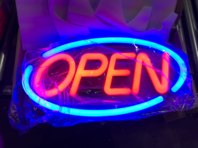 Photo 3 of LED Business Neon Open Sign - Bright Display Store Sign,24 x 12 inch Larger Size Inksilvereye (Red/Blue)