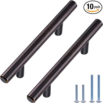 Photo 1 of 30 Pack Bronze Solid Cabinet Handles Drawer Pulls, 7.38-inch/187mm Length (5-inch Hole Center) Door Handle (1/2-inch Diameter) Kitchen Stainless Steel Cabinet Hardware Handle, Oil-Rubbed Bronze