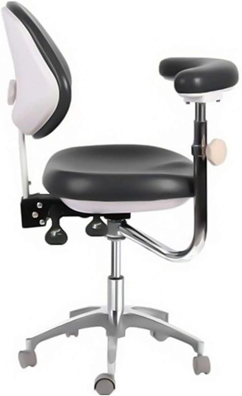 Photo 1 of Adjustable Doctor's Stool Assistant Chair+360 Degree Rotation Armrest PU Black QY600
