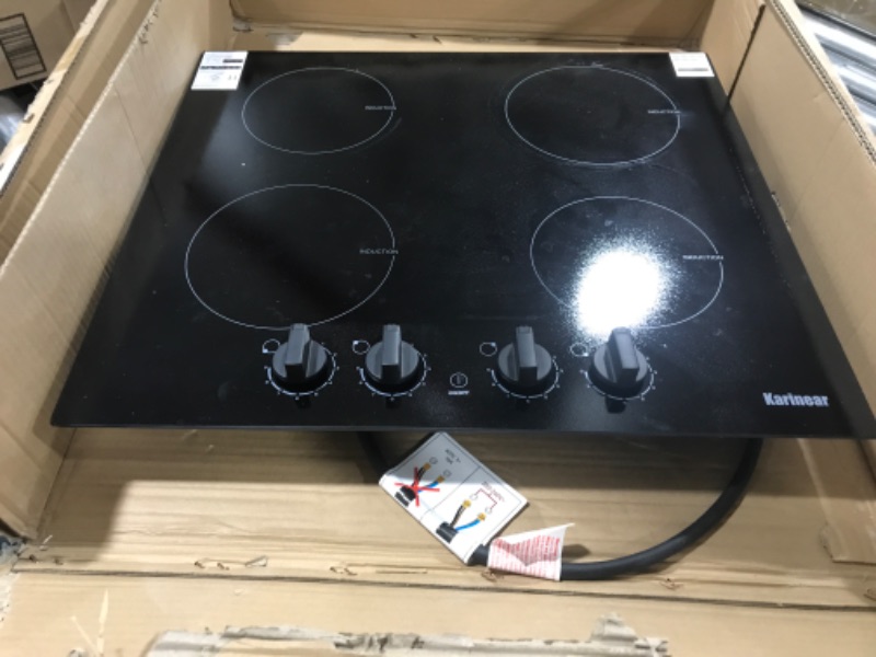 Photo 2 of Karinear 4 Burner Induction Cooktop 24 Inch Electric Cooktop, 220-240V Built-in Induction Stovetop with Electronic Knob Control, Glass Cooktop, 9 Power Levels, 7000W, Hard Wired(No Plug) 4-Zones