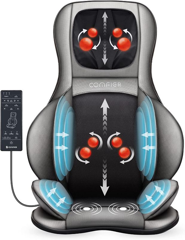 Photo 1 of COMFIER Shiatsu Neck & Back Massager – 2D/3D Kneading Full Back Massager with Heat & Adjustable Compression, Massage Chair Pad for Shoulder Neck and Back Full Body, Gifts for Men Dad
