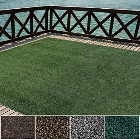 Photo 1 of  Indoor/Outdoor Turf Rugs and Runners in Green 12'X8' Low Pile Artificial Grass with Bound Pre-Finished Edge