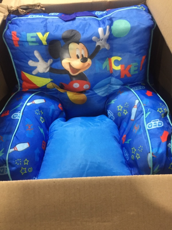 Photo 2 of  Disney Mickey Mouse Kids Nylon Bean Bag Chair with Piping & Top Carry Handle, Large
