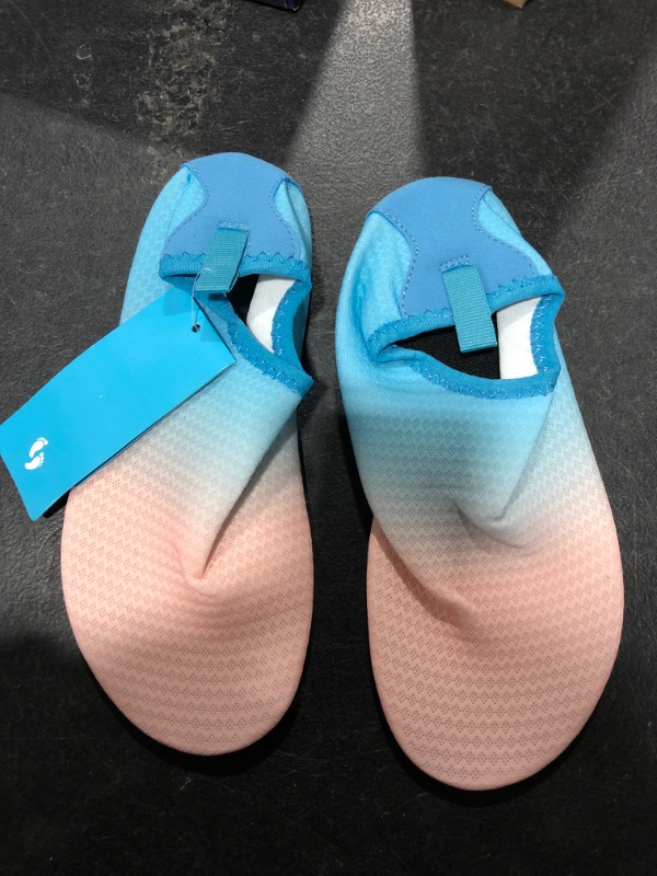 Photo 2 of Water-Shoes-Swim-Shoes Quick-Dry Barefoot Aqua-Socks-Beach-Shoes for Pool Yoga Surf for  Size 34 - 35 Gradient/Blue Pink