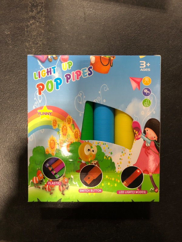 Photo 2 of 12 Pack LED Pop Tube Toys, Light Up Fidget Tubes, Colorful Sensory Tubes, Kids Party Sticks Toys, Party Favor Sensory Fidget Toys.
