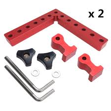 Photo 1 of 90 Degree Positioning Squares Right Angle Clamps Aluminum Alloy Woodworking Carpenter Tool for Picture Frame Box Cabinets Drawers 1 Squares(10cm)+ 2 Clamps
