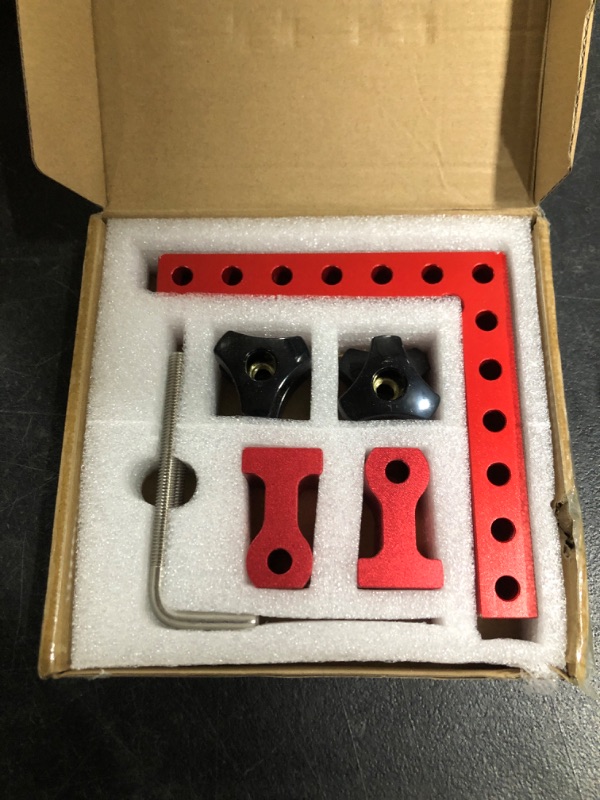 Photo 1 of 90 Degree Positioning Squares Right Angle Clamps Aluminum Alloy Woodworking Carpenter Tool for Picture Frame Box Cabinets Drawers 1 Squares(10cm)+ 2 Clamps
