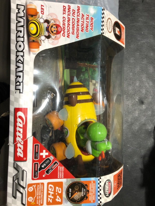 Photo 2 of Carrera 181065 RC Official Licensed Mario Kart Bumble V Yoshi 1:18 Scale 2.4 GHz Remote Radio Control Car with Rechargeable LiFePO4 Battery - Kids Toys Boys/Girls Mario Kart Bumble V - Yoshi