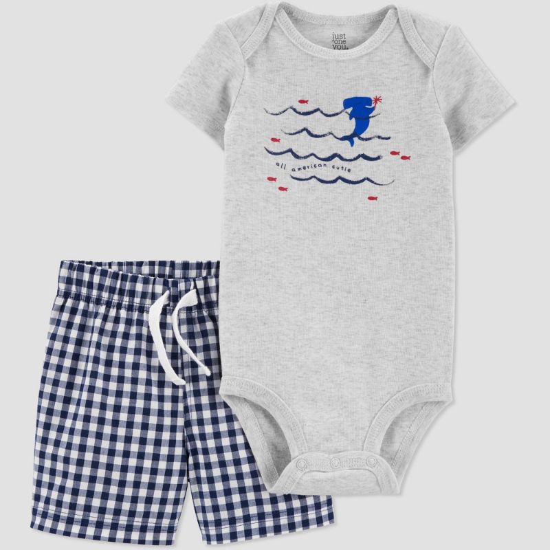 Photo 1 of Baby Boys' Gingham Shark Print 2pc Top & Bottom Set - Just One You® Made by Carter's
3M