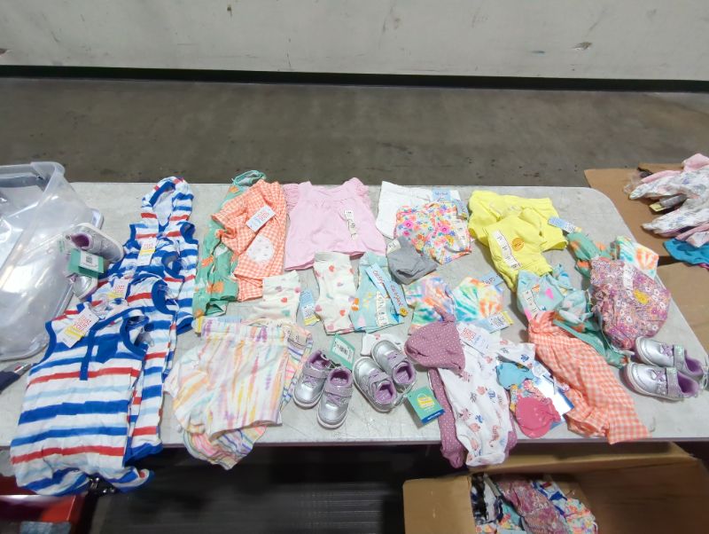 Photo 2 of Box lot of random baby clothes, mixed genders and sizes, new & used, some items may be damaged