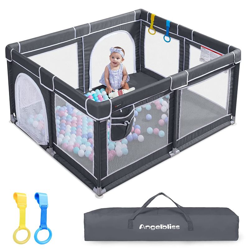 Photo 1 of ANGELBLISS Baby Playpen, Extra Large Playard, Indoor & Outdoor Kids Activity Center with Anti-Slip Base