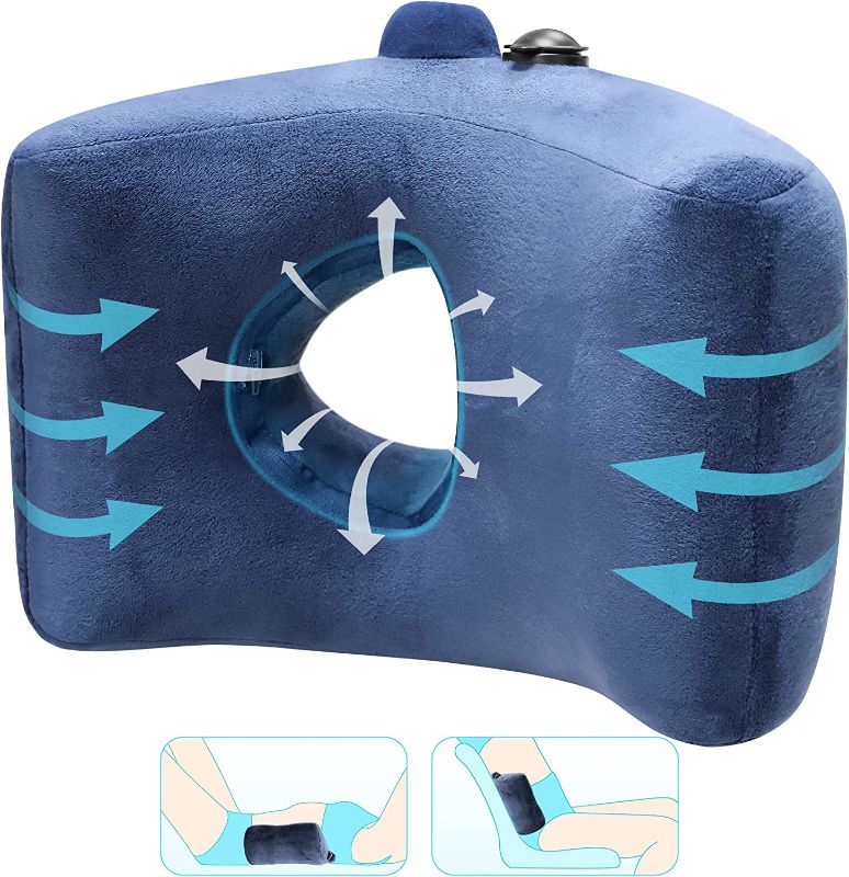 Photo 1 of Prosixtoy Lumbar Support Pillow for Office Chair, Inflatable Back Support Pillow, Back Cushion for Pain Relief, Ear Piercing Pillow for Side Sleepers, Desk Nap Pillow, Washable Cover
