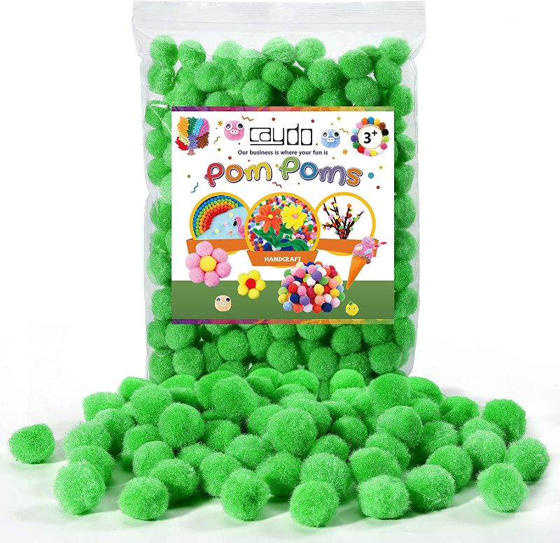 Photo 1 of Caydo 1 Inch Green Pom Poms, 200 Pieces Fuzzy Pompom Balls for Kids Creative Arts and Crafts School Project Supplies Craft Decorations 