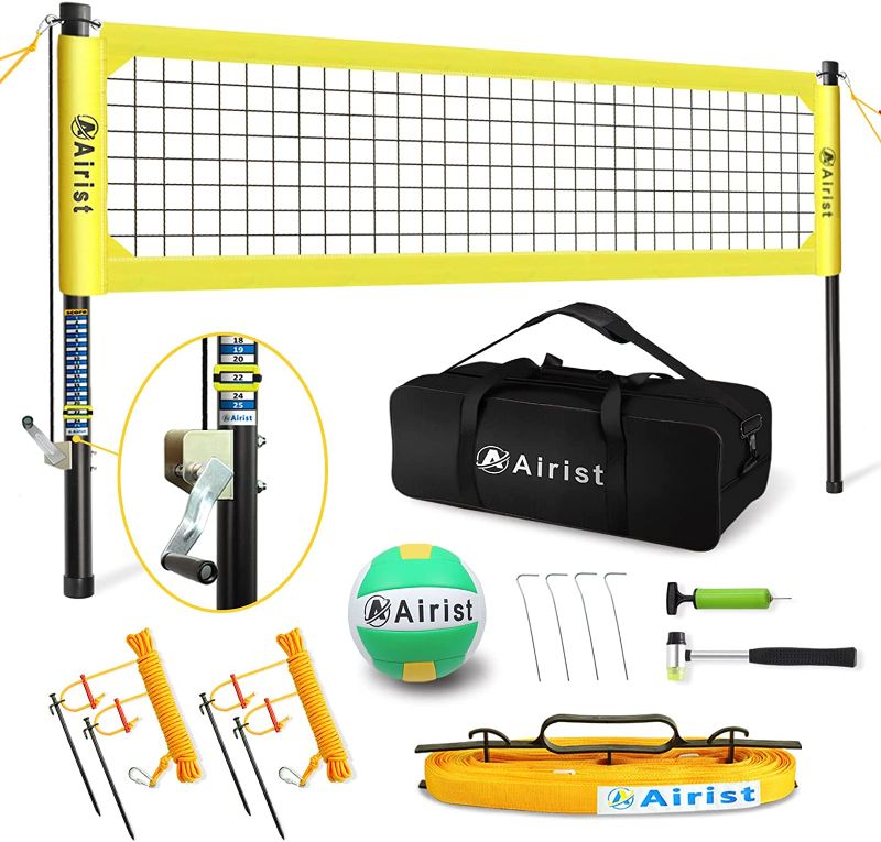 Photo 1 of Airist Heavy Duty Volleyball Net Outdoor with Steel Anti-Sag System, Adjustable Aluminum Poles, Professional Volleyball Nets Set for Backyard and Beach, Volleyball and Carrying Bag 