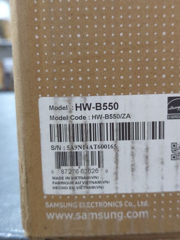 Photo 1 of SAMSUNG HW-B550/ZA 2.1ch Soundbar w/Dolby Audio, DTS Virtual:X, Bass Boosted, Subwoofer Included, Adaptive Sound Lite, Bluetooth Multi Device Connection, Wireless Surround Sound Compatible, 2022 HW-B550 Soundbar