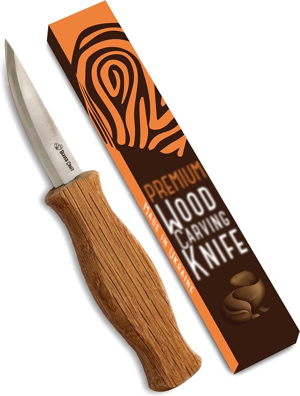 Photo 1 of BeaverCraft Sloyd Knife C4 3.14" Wood Carving Sloyd Knife for Whittling and Roughing for beginners and profi - Durable High carbon steel - Spoon Carving Tools - Thin Wood Working Whittling Knife 