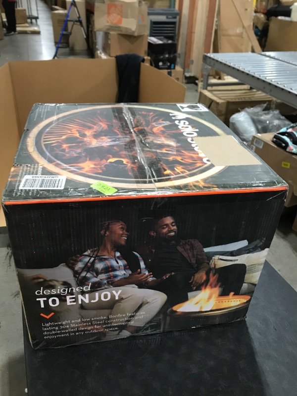 Photo 2 of "FACTORY SEALED" Solo Stove Bonfire 2.0, Smokeless Fire Pit | Wood Burning Fireplaces with Removable Ash Pan, Portable Outdoor Firepit - Ideal for Camping, Stainless Steel, H: 14 in x Dia: 19.5 in, 20 lbs W/ Removable Ash Pan & Base Plate