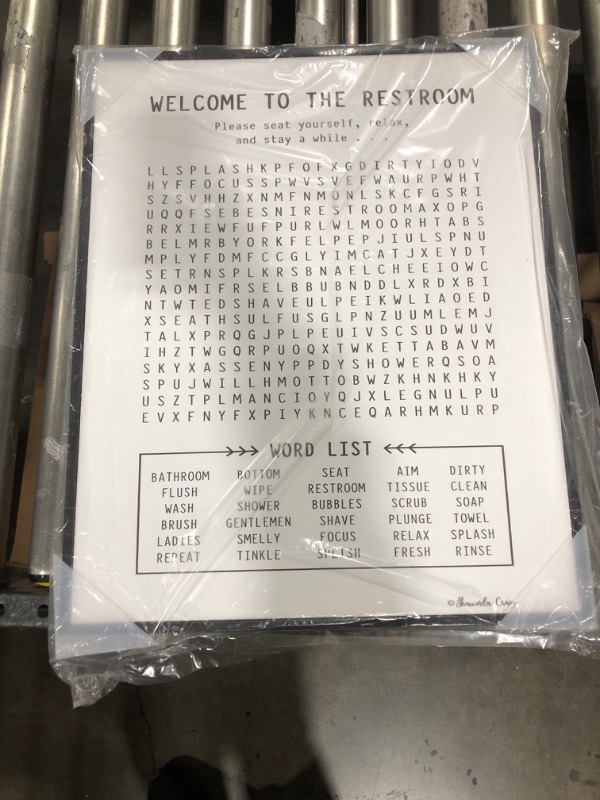 Photo 1 of 20" X 16" BATHROOM WORD SEARCH PICTURE IN BLK FRAME