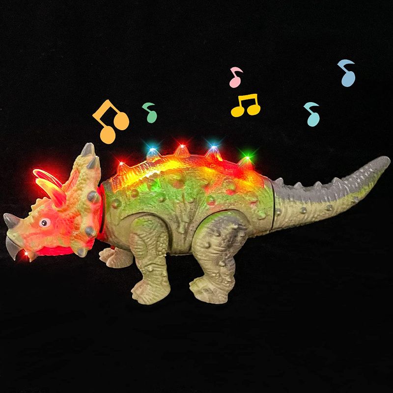 Photo 1 of Blooming lilies Dinosaur Toys for Kids 3-5, Electronic Walking Dinosaur Toys with Colorful LED Lights and Realistic Sounds, Robot Dinosaur Toy Gifts for Boys and Girls 3-12 Years Old 