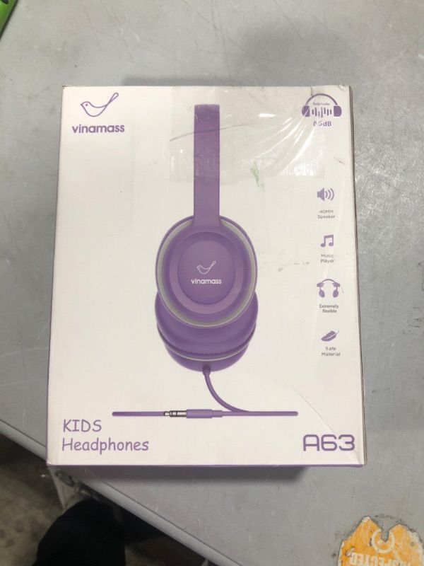 Photo 3 of Kids Headphones, Ear Headphones for Kids, Wired Headphones with Safe Volume Limiter 85dB, Adjustable and Flexible for Kids, Boys, Girls,Suit for School Classroom Students Teens Children Purple