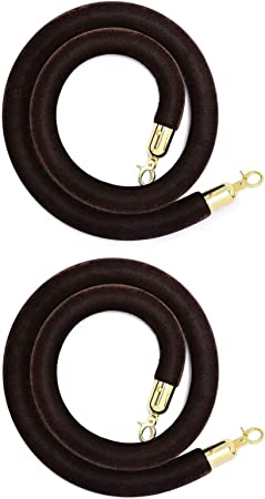 Photo 1 of 2 Pack Black Velvet Stanchion Rope with Gold Hooks, Crowd Control Rope Safety Barrier Red Carpet Decoration, 5 Feet
