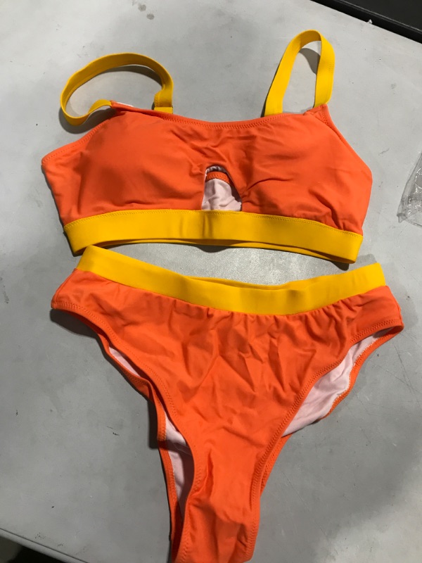 Photo 1 of 2 PIECE ORANGE SWIMSUIT SIZE L 