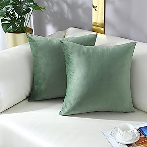 Photo 1 of 2 PACK GREEN VELVET PILLOW COVERS 18" X 18" 