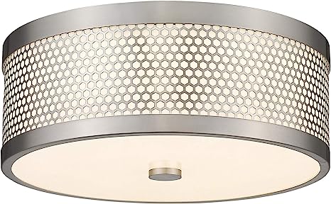 Photo 1 of AKEZON LED Flush Mount Ceiling Light, 14 inch 24W (200W Equivalent) Dimmable, 3000K Warm White 2000lm, Brushed Nickel Round Lighting Fixture for Kitchen Bedroom Bathroom Hallway, ETL Listed, KC8078-14
