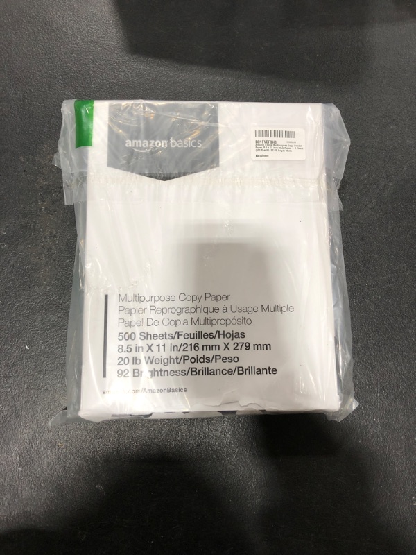 Photo 2 of Amazon Basics Multipurpose Copy Printer Paper, 8.5 x 11 Inch 20Lb Paper - 1 Ream (500 Sheets), 92 GE Bright White 1 Ream | 500 Sheets Multipurpose (8.5x11) Paper