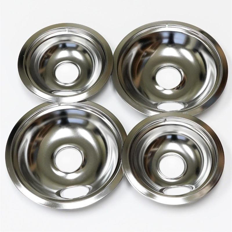 Photo 1 of 4 Pack Stainless Steel Reflector Bowls Universal Drip Pan Kits Gas Stove Burner Rings