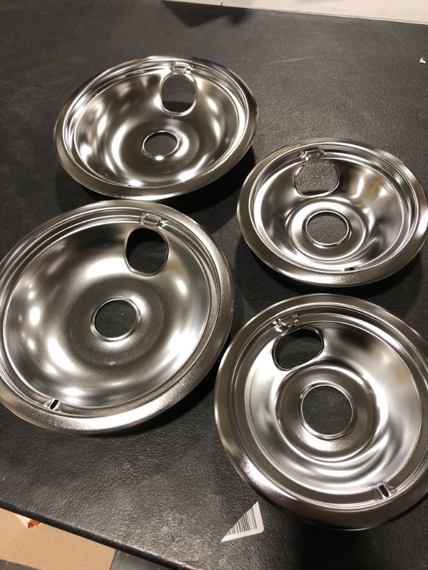 Photo 1 of 4 Pack Stainless Steel Reflector Bowls Universal Drip Pan Kits Gas Stove Burner Rings
