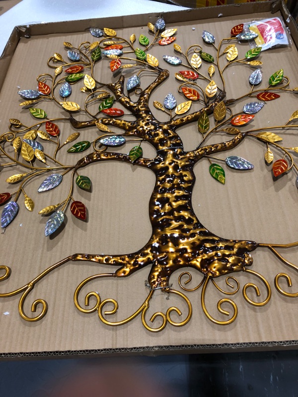 Photo 2 of Tree of Life - Metal Tree Wall Sculpture, Gold Tree Home Decor