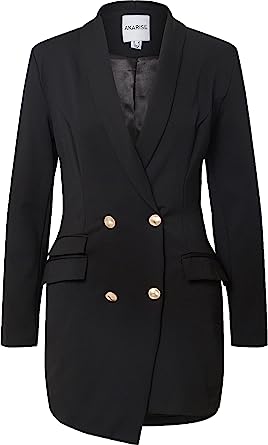 Photo 1 of Akarise Double Breasted Gold Button Blazer Dress for Women Sexy - Asymmetric Long Blazers Jackets Outfit Size M