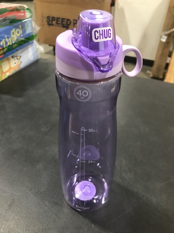 Photo 2 of Pogo Plastic Water Bottle with Chug Lid and Carry Handle, Reusable, BPA Free, Dishwasher Safe, Perfect for Travel and Gym | 18oz, 32oz, 40oz Lilac 40oz