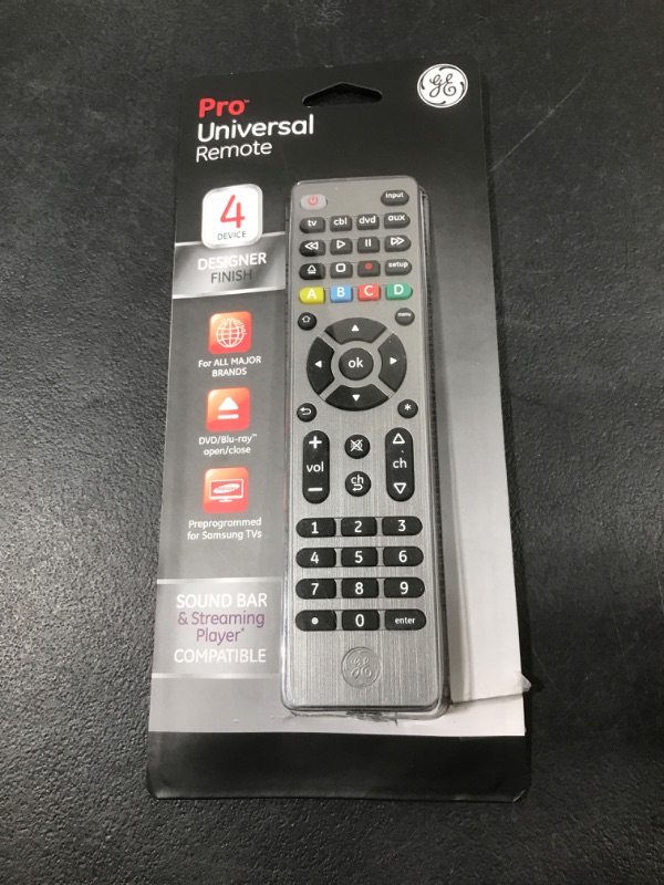 Photo 2 of GE Universal Remote Control for Samsung, Vizio, LG, Sony, TCL, Roku, Apple TV, TCL, Panasonic, Smart TVs, Streaming Players, Blu-ray, DVD, 4-Device, Graphite, 33711 Graphite 4 Device Standard