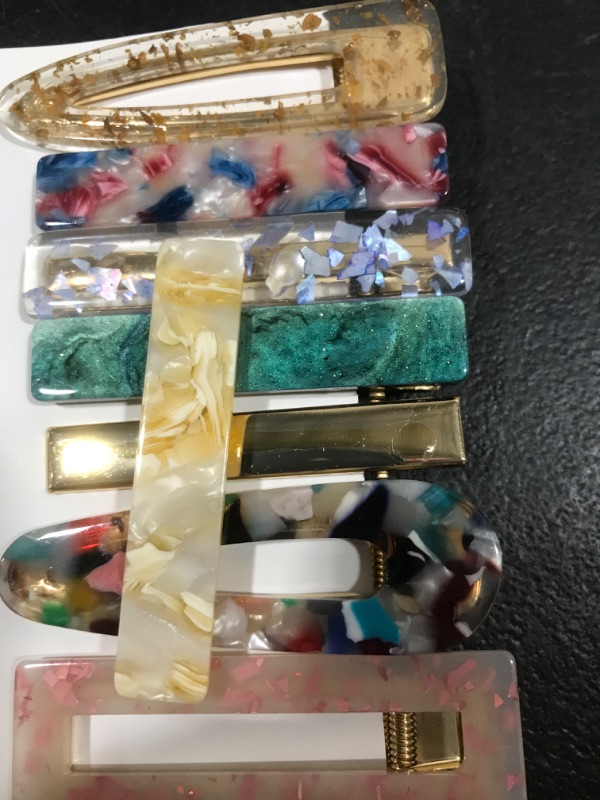 Photo 3 of 28 PCS Hingwah Pearls and Acrylic Resin Hair Clips, Handmade Hair Barrettes, Marble Alligator bobby pins, Glitter Crystal Geometric Hairpin, Elegant Gold Hair Accessories, Gifts for Women Girls