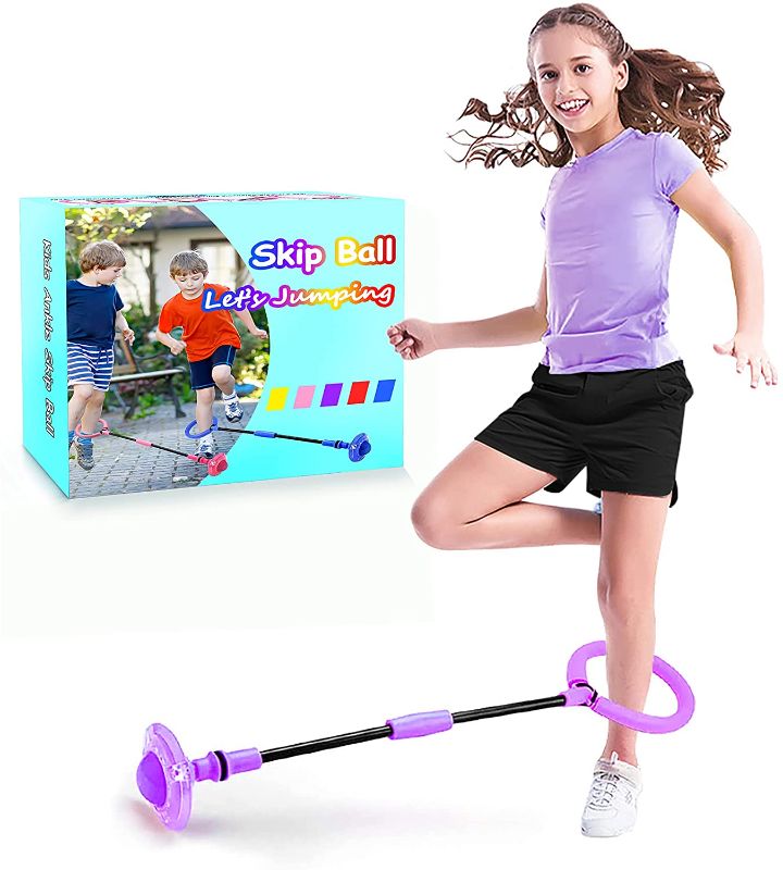 Photo 1 of BEBJUIL Kids Skip Ball,Foldable Ankle Skip It Ball Flashing Jumping Ring Colorful Sports Swing Ball Fitness Fat Burning Jump Rope Exercise Skipping Toy for Kids 