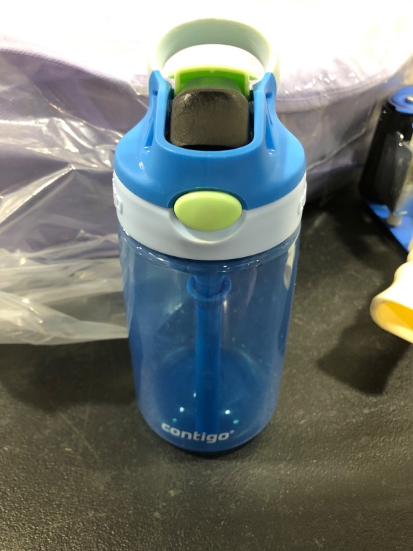 Photo 1 of Contigo Kids Water Bottle, 14 oz with Autospout Technology – Spill Proof, Easy-Clean Lid Design – Ages 3 Plus, Top Rack Dishwasher Safe – blue
