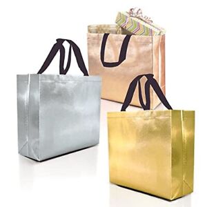 Photo 1 of 12 Mix Color Gift Bags Set - 4 Rose Gold 4 Silver 4 Gold gift bags
