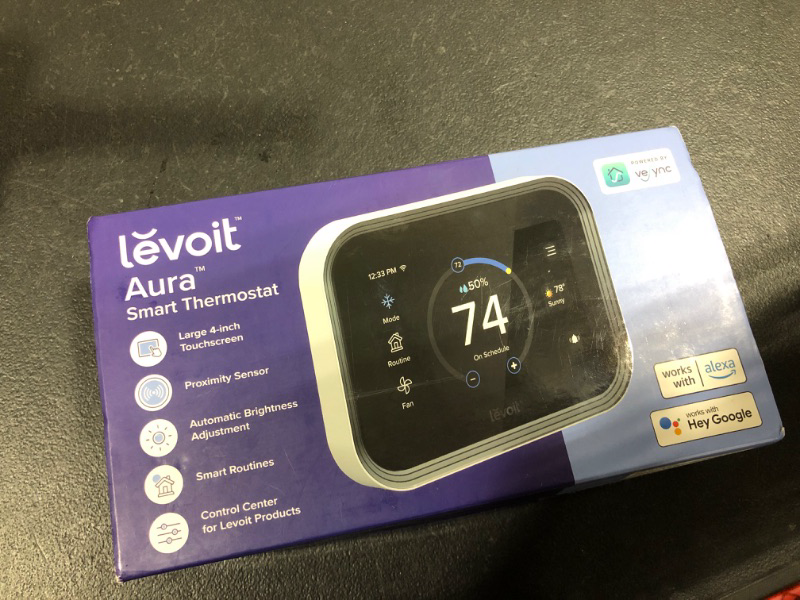 Photo 2 of LEVOIT Smart Thermostat for Home, WiFi Programmable Digital Thermostat, Works with Alexa and Smart Sensor, Energy Saving, Large Touch Screen, C-Wire Adapter Included, DIY Install, Aura 400S, White
