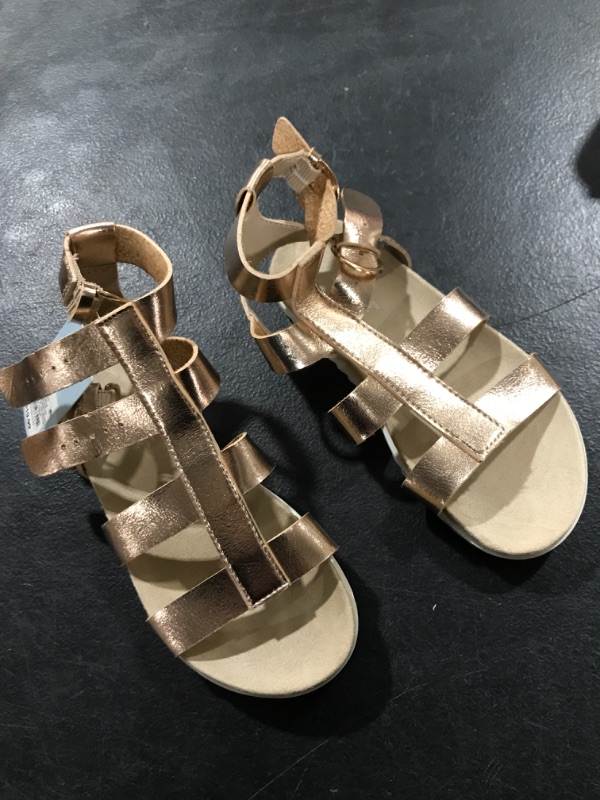 Photo 2 of Cat & Jack Youth Girls' Rose Gold Ellie Gladiator Ankle Strap Sandals Size 13
