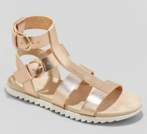 Photo 1 of Cat & Jack Youth Girls' Rose Gold Ellie Gladiator Ankle Strap Sandals Size 13
